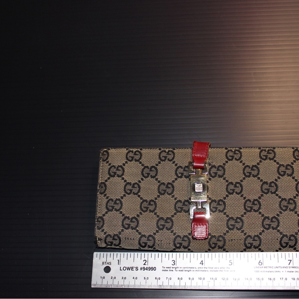 Canvas Gucci wallet blue red leather gold hardware - Picture 2 of 14